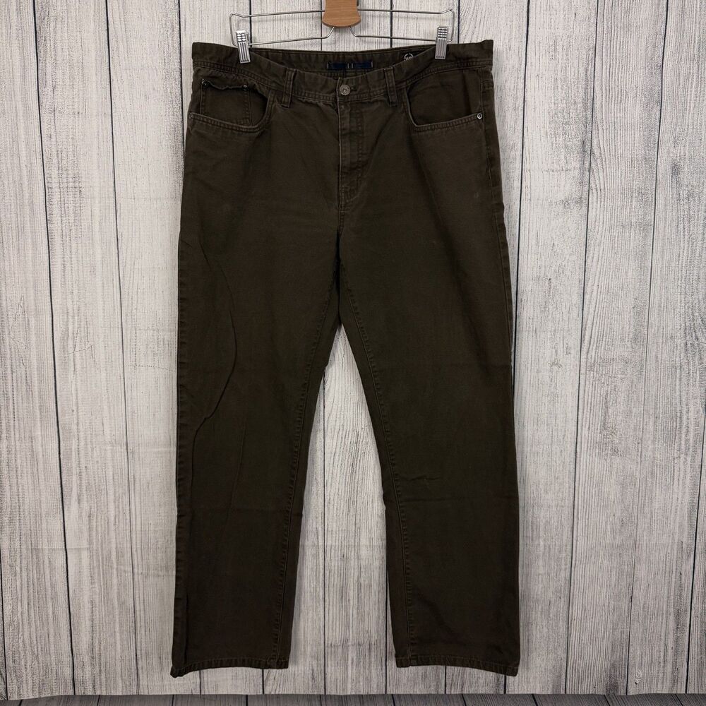 Weatherproof Men's W40 x L32 Dark Olive Straight Leg Cotton Denim Jeans